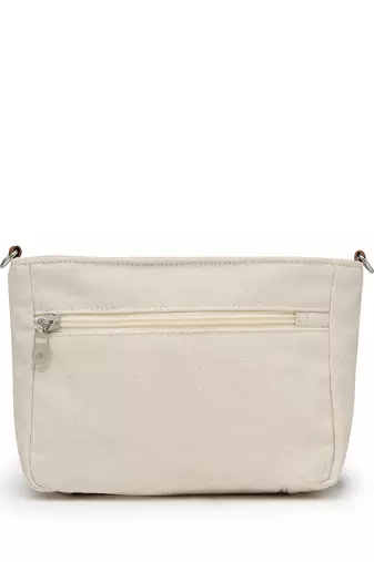 Anekaant earth edit off white & mustard jacquard striped sling bag