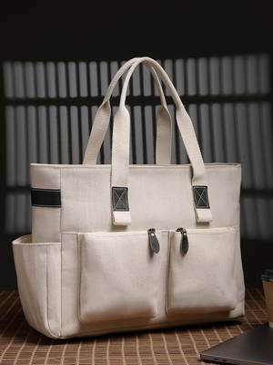 Anekaant timber  &  thread off white jute solid tote bag 1