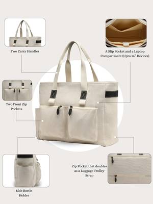 Anekaant timber  &  thread off white jute solid tote bag 4