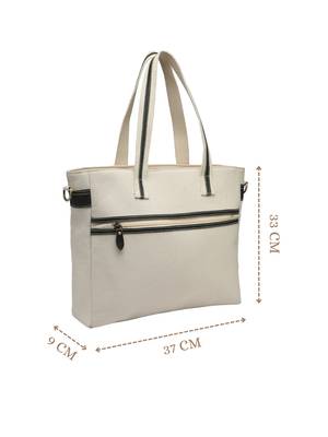 Anekaant timber  &  thread off white cotton solid tote bag 5