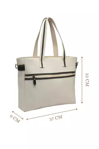 Anekaant timber  &  thread off white cotton solid tote bag