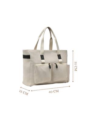 Anekaant timber  &  thread off white jute solid tote bag 5