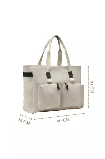 Anekaant timber  &  thread off white jute solid tote bag