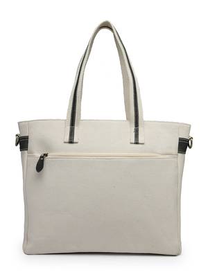 Anekaant timber  &  thread off white cotton solid tote bag 6