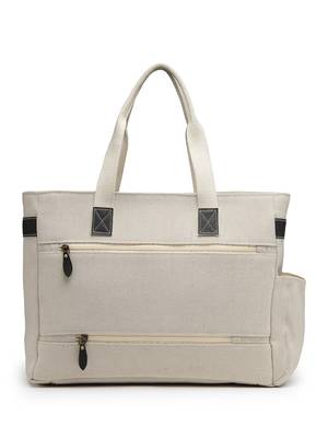 Anekaant timber  &  thread off white jute solid tote bag 6
