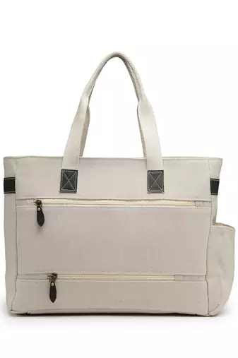 Anekaant timber  &  thread off white jute solid tote bag