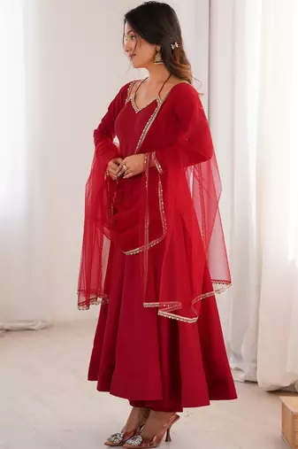 red georgette anarkali gown plus size