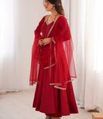 red georgette anarkali gown plus size