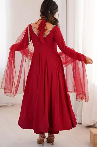 red georgette anarkali gown plus size