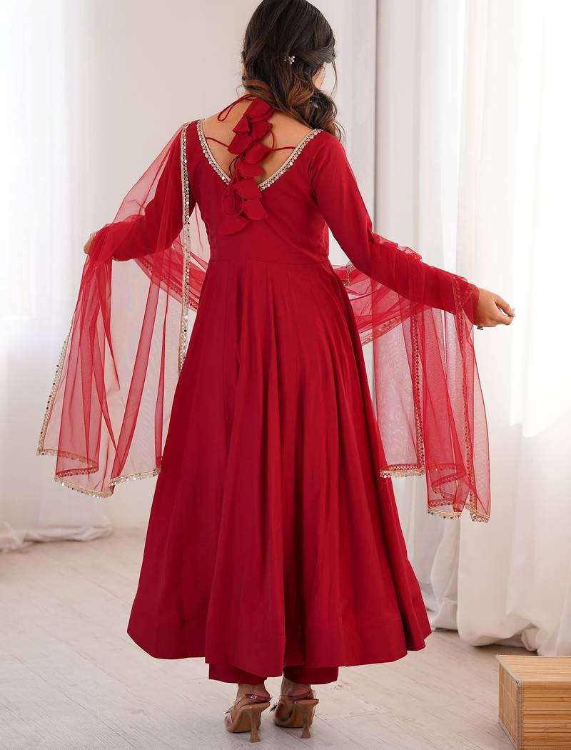 red georgette anarkali gown plus size