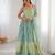 green calicut style anarkali gown set in soft fox georgette with organza dupatta