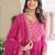 pink faux georgette sequins & zari embroidered gown with dupatta