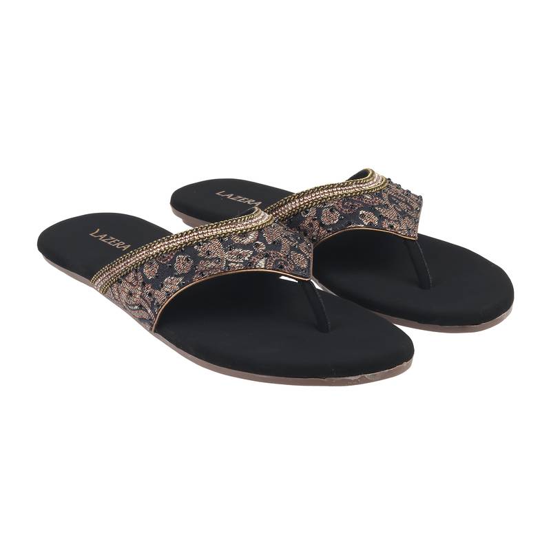 Elegant embroidered slide sandal – comfort meets festive glam