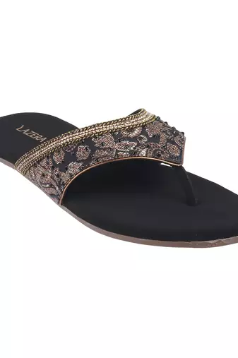 Elegant embroidered slide sandal     comfort meets festive glam
