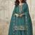 Teal blue roman simar embroidered palazzo suit 