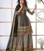Black color crepe sharara suit  