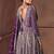 Purple chinon silk embroidered work gown 