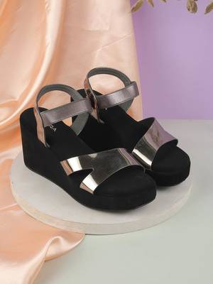 Lazera metallic wedge sandals 1
