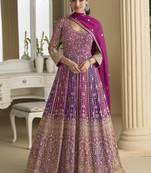 Rani pink georgette zarkan work gown 