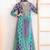 Blue chinon embroidered  print long gown 