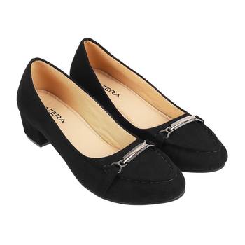 Women's block heel loafers with metal accent 1