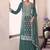 Teal green sequin and thread embroidery palazzo suit 