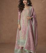 Light pink organza silk salwar suit 