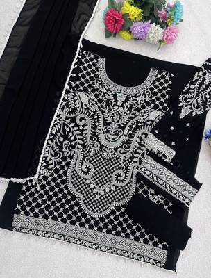 Black georgette embroidered suit 3