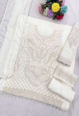 White georgette embroidered suit 3
