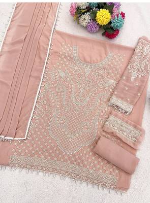 Light pink georgette embroidered suit 3