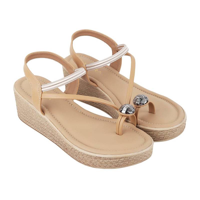 Elegant t-strap wedge sandals