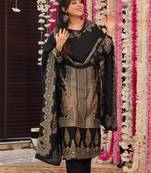 Women's cotton blend traditional motiff printed kurta palazzo with dupatta set
