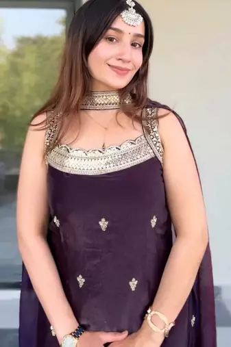 Women's shimmer silk sequins embroidered kurta palazzo with dupatta set
