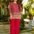Women's silk traditional motiff embroidered short kurta palazzo set