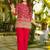Women's silk traditional motiff embroidered short kurta palazzo set