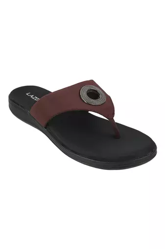 Lazera comfort toe-ring flats with embellished accent 1471p