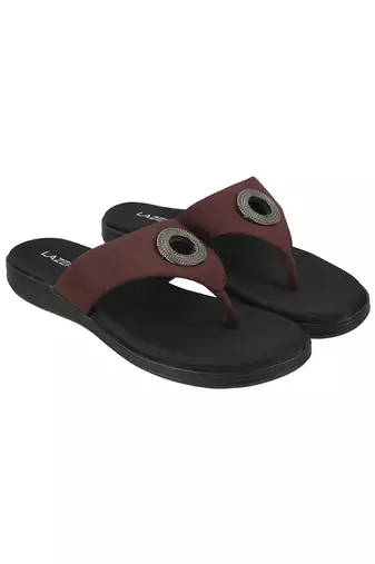 Lazera comfort toe-ring flats with embellished accent 1471p