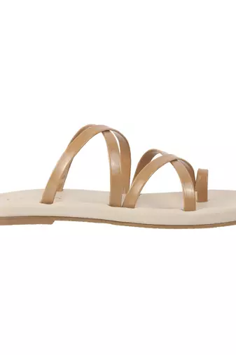 Lazera women's glossy strap sliders     lightweight daily use flats for all-day comfort(1486)