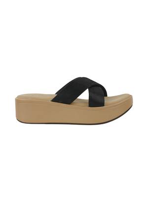 Lazera black cross-strap wedge slip-ons for women (1502) 2