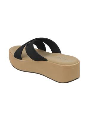 Lazera black cross-strap wedge slip-ons for women (1502) 5