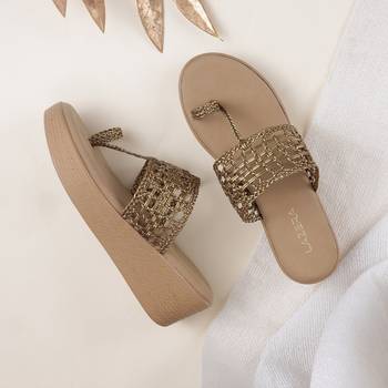 Lazera women's woven wedge chappals (1509) 1