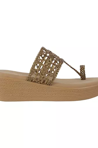 Lazera women's woven wedge chappals (1509)
