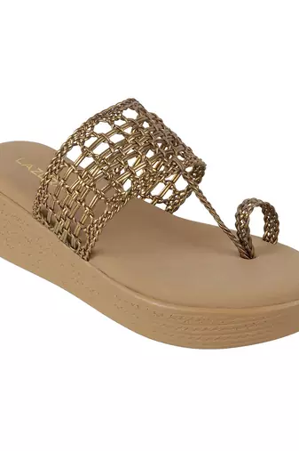 Lazera women's woven wedge chappals (1509)