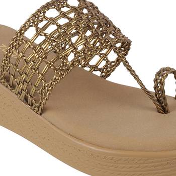 Lazera women's woven wedge chappals (1509) 4