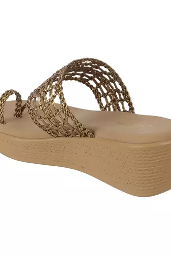 Lazera women's woven wedge chappals (1509)