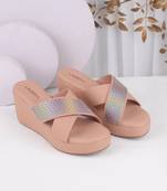 Women's holographic strap wedge sandals