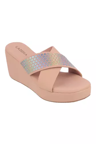 Women's holographic strap wedge sandals