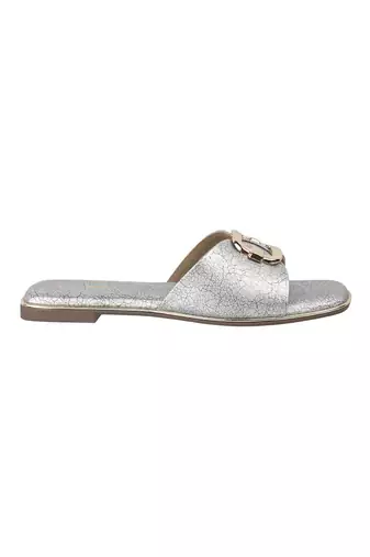 Women's luxe buckle flat slides