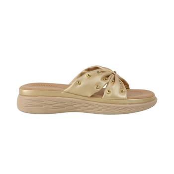 Lazera women's bow design gold wedge slippers (1536) 2