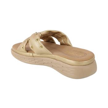 Lazera women's bow design gold wedge slippers (1536) 5